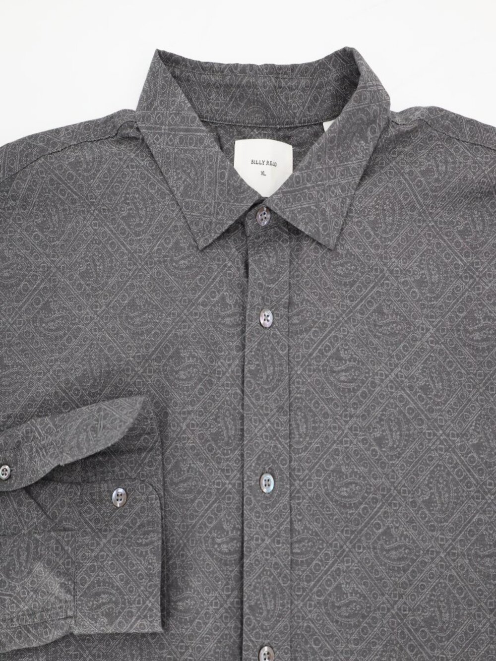 Billy Reid Shirt Mens XL Cotton Button Up Standard geometric Printed Long Sleeve